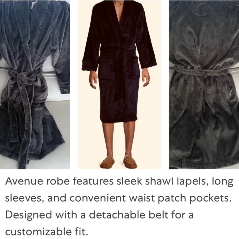 CHARCOAL GREY PLUSH MENS ROBE , A GREAT CHRISTMAS PRESENT